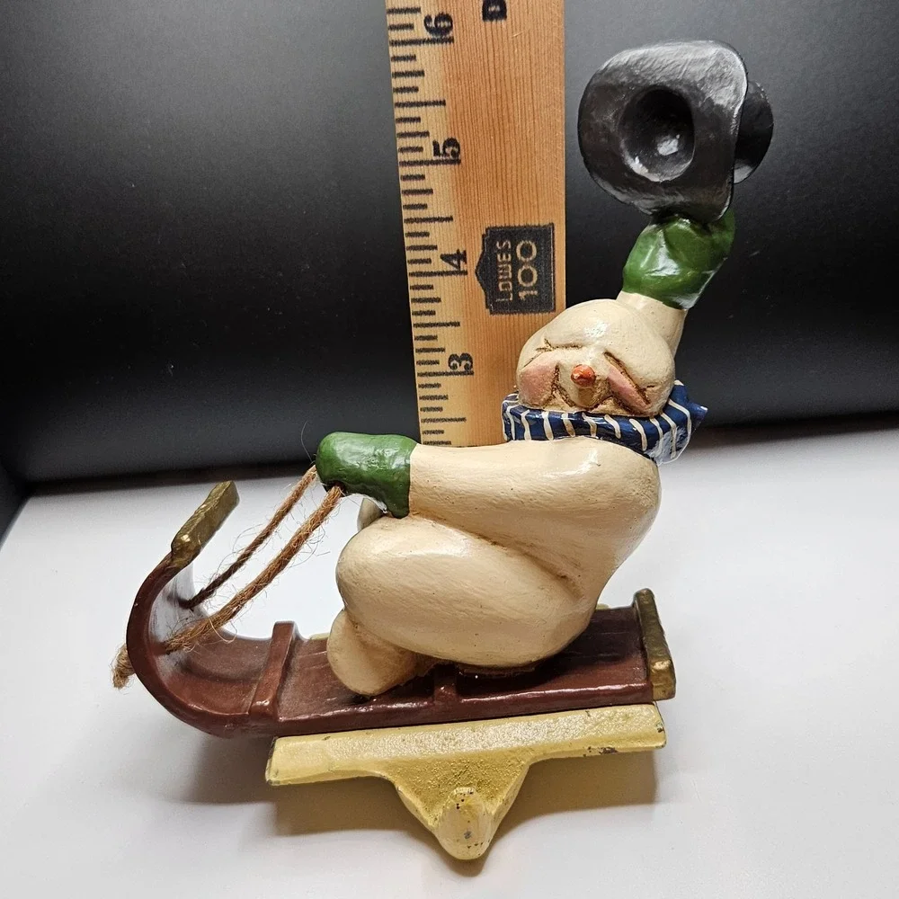 Vintage Snowman Stocking Holder Sled Figurine – Seasonal Specialties 2001 1st Ed